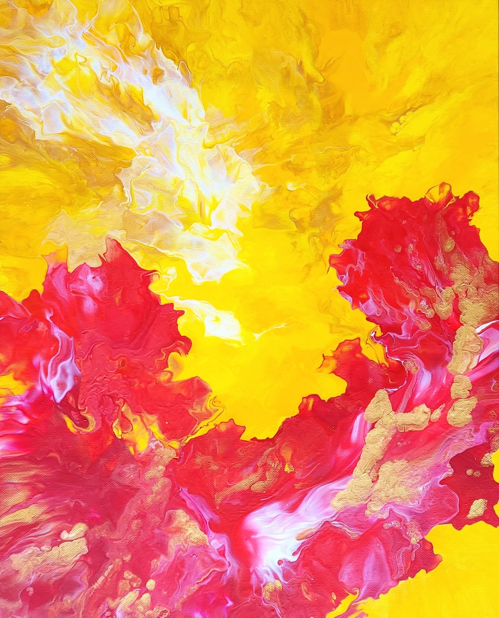 Flowers Dancing in the Sunshine by Eddie Li (002) Yellow and Red Painting