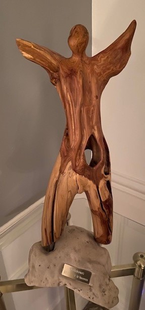 Sculpture Melt Down Wood and stone figure